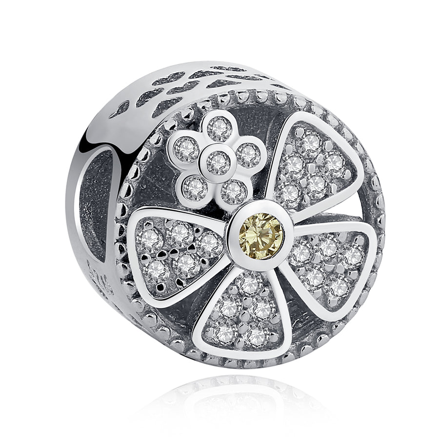 XPPY1065 925 Sterling Silver Beautiful Flower Daisy Charm with Photo