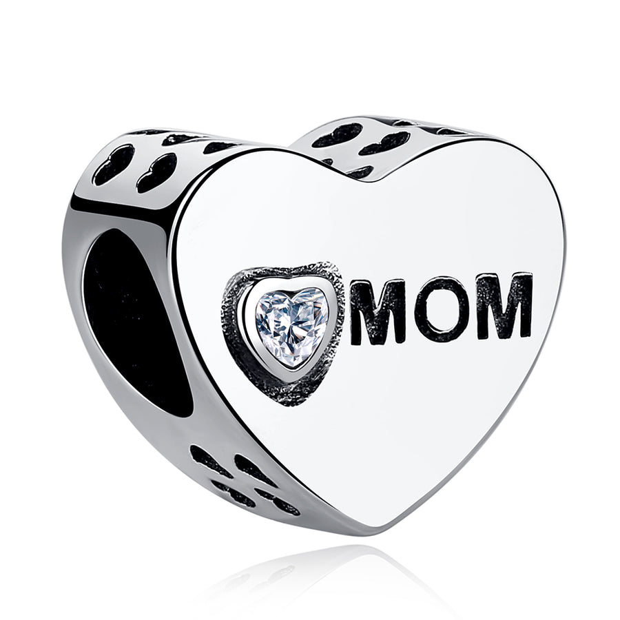 PY1858 925 Sterling Silver Mom love charm bead
