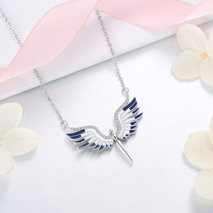 GX1402 925 Sterling Silver Angel Wing Enamel Necklace