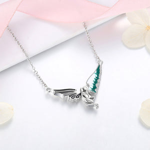 GX1404 925 Sterling Silver Angel Pendant Women Necklace