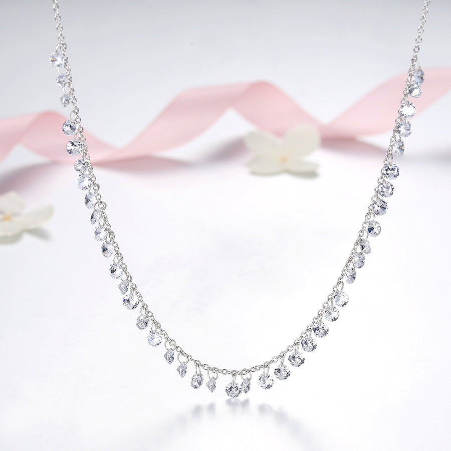 GX1392 925 Sterling Silver Statement Full Of CZ Necklace
