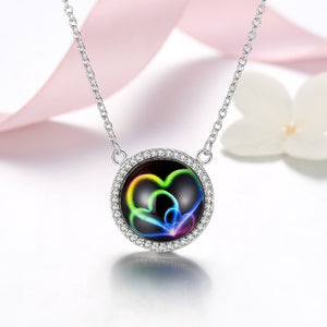 GX1397 925 Sterling Silver Round Pendant Enamel Necklace