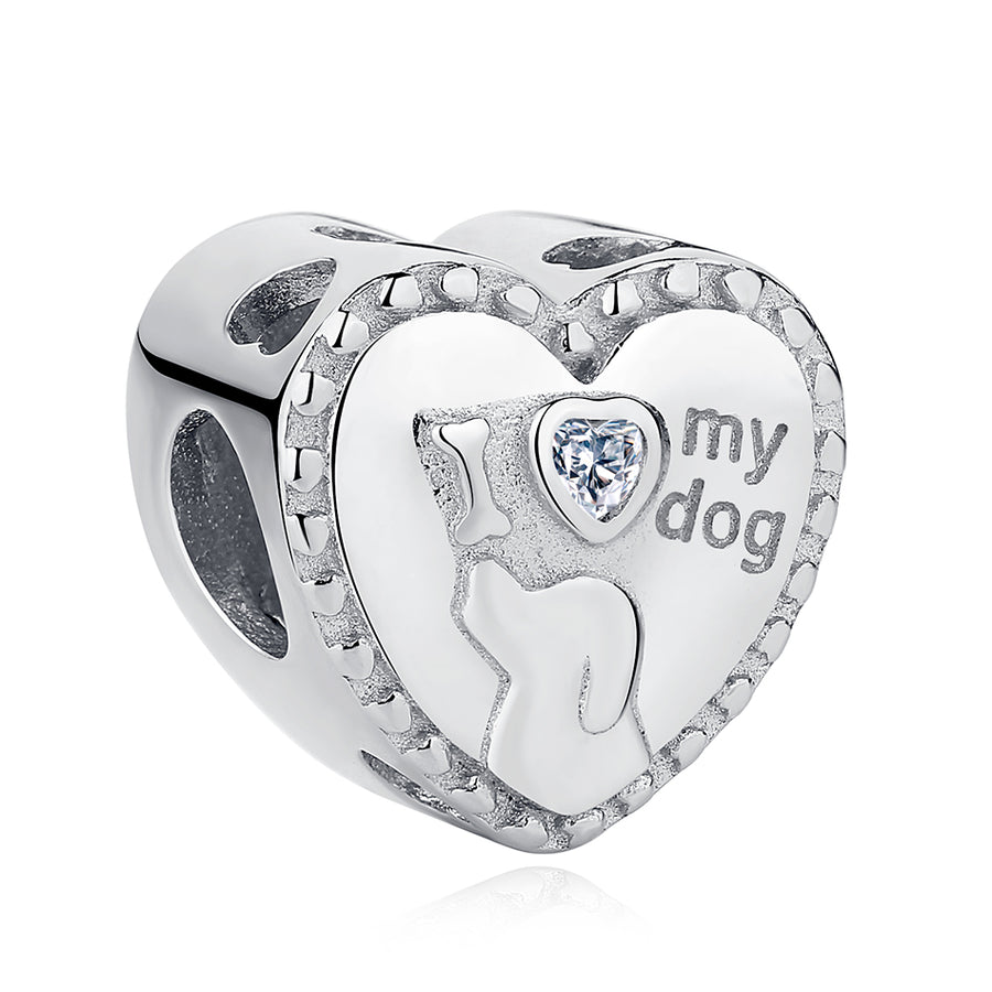 XPPY1067 925 Sterling Silver I Love My Dog Charm