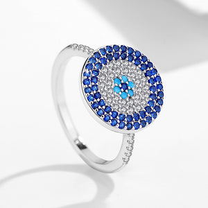 GJ4022 925 Sterling Silver Lovely Blue Evil Eye Women Ring