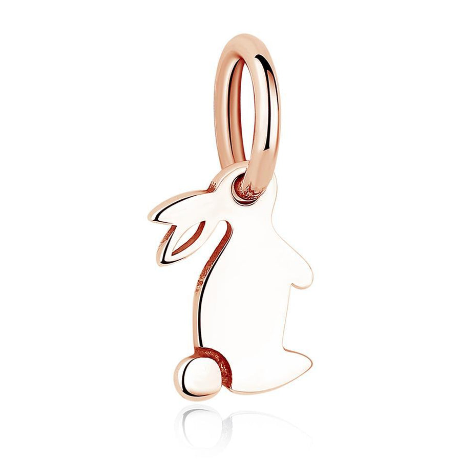 PY1383 925 Sterling Silver Rose Gold-Color Bunny Rabbit Charm