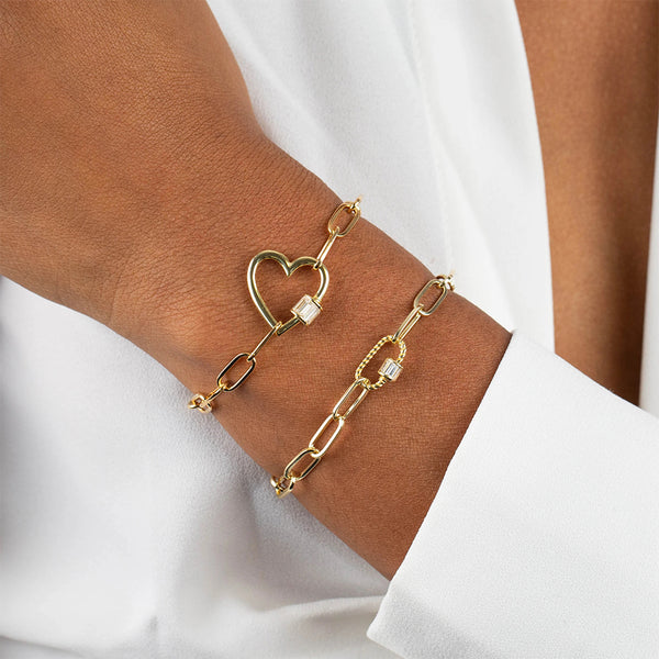 FS0159 925 Sterling Silver Pave Rope Toggle Link Bracelet