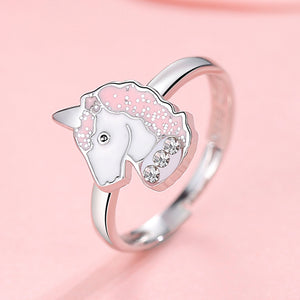 ETYJ3264 925 Sterling Silver Cute Unicorn Ring For Kids