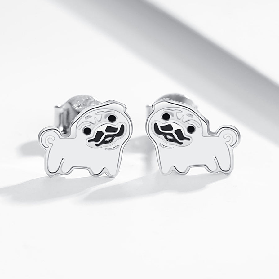 ETYE3268 925 Sterling Silver Cute Enamel Dog Stud Earrings For Kids