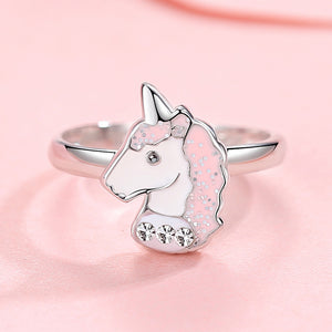 ETYJ3264 925 Sterling Silver Cute Unicorn Ring For Kids