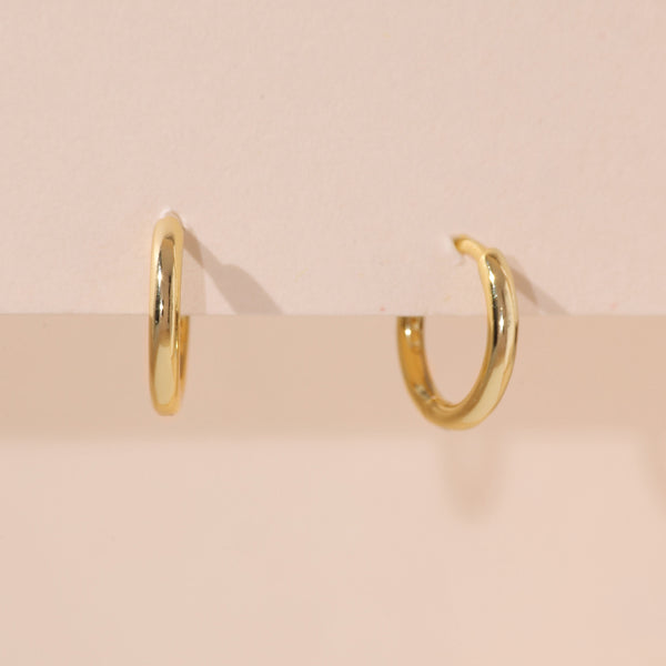 YHE0244 925 Sterling Silver Boild Classic Huggie Hoop