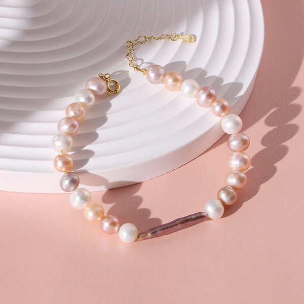 PB0040 925 Sterling Silver Pink Freshwater Pearl Bracelets