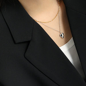 RHX1022 925 Sterling Silver Claw Geometry Heart Necklace
