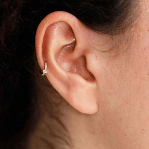 FE1041 925 Sterling Silver Zircon Pave Hoop Earrings
