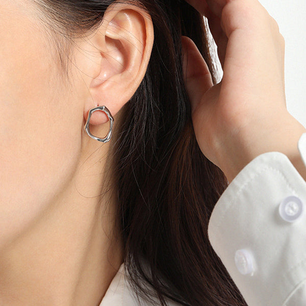 RHE1075 925 Sterling Silver Irregular Geometry Trendy Earrings For Women