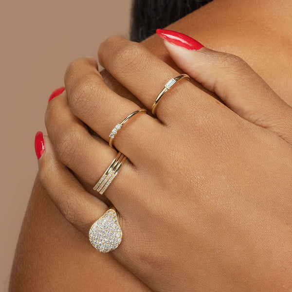 FJ0440 925 Sterling Silver Triple Zircon Ring