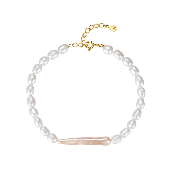 PB0041 925 Sterling Silver Freshwater Pearl Dainty Bracelet
