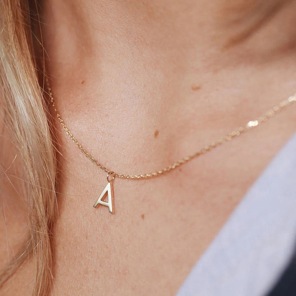 FX0544 925 Sterling Silver Gold Letter Pendant Necklace