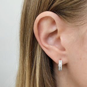 FE1624 925 Sterling Silver Cubic Zircon Huggie Hoop Earrings