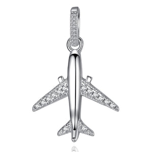YD1576 925 Sterling Silver Sparkling Clear CZ Plane Pendant