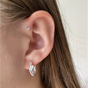 FE0827 925 Sterling Silver Hema Entwine Hoop Earrings