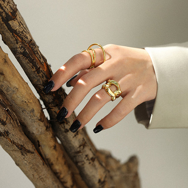 RHJ1088 925 Sterling Silver Link Chain Ring