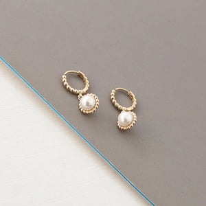 PE0066 925 Sterling Silver Beaded Round Pearl Dangle Earrings