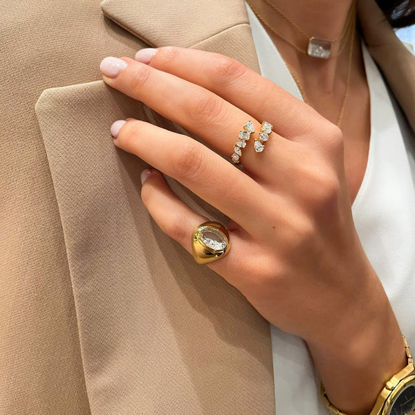 FJ0623 925 Sterling Silver SPARK ZIRCONIA SHAPE TWIST RING