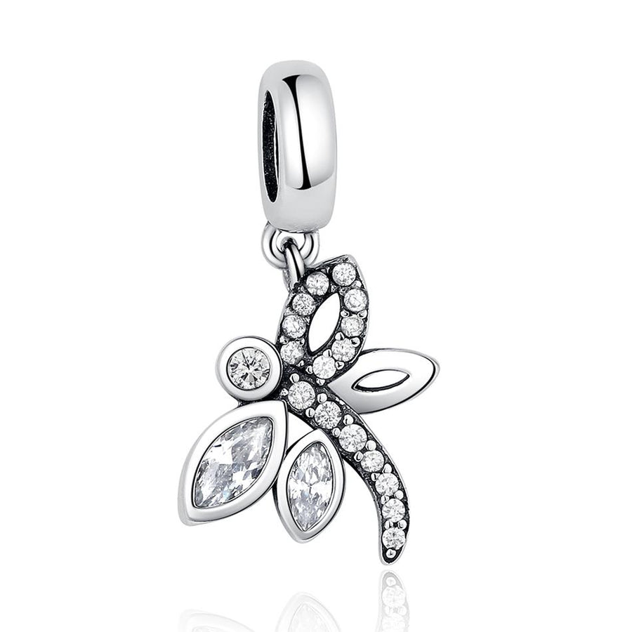 PY1279 925 Sterling Silver Sparkling Insect Dragonfly Charm