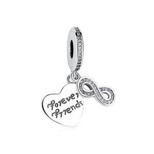 PY1467 925 Sterling Silver Forever Friends Heart Charm