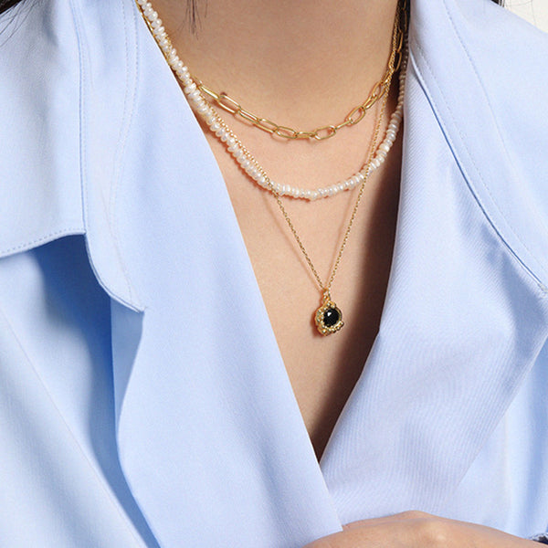 RHX1014 925 Sterling Silver Lava Flower Black CZ Pendant Necklace