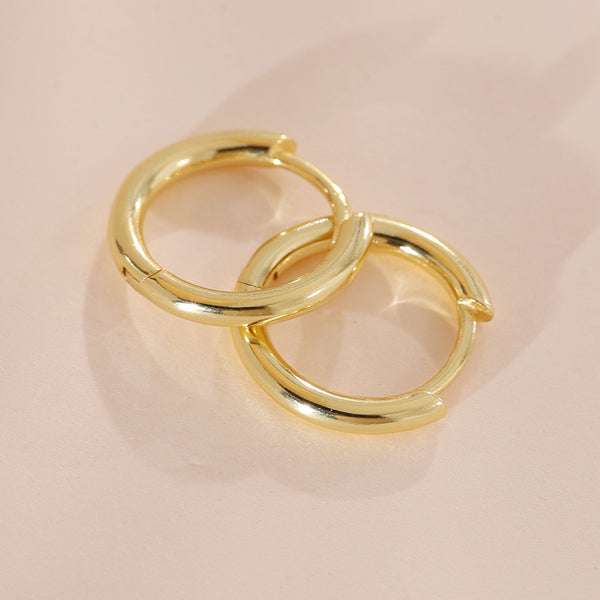 YHE0244 925 Sterling Silver Boild Classic Huggie Hoop