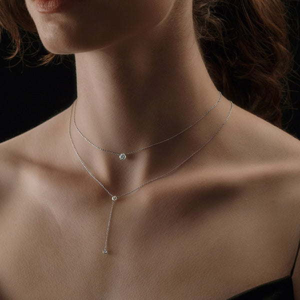 FX0441 925 Sterling Silver Fashion Zircon Choker Necklace