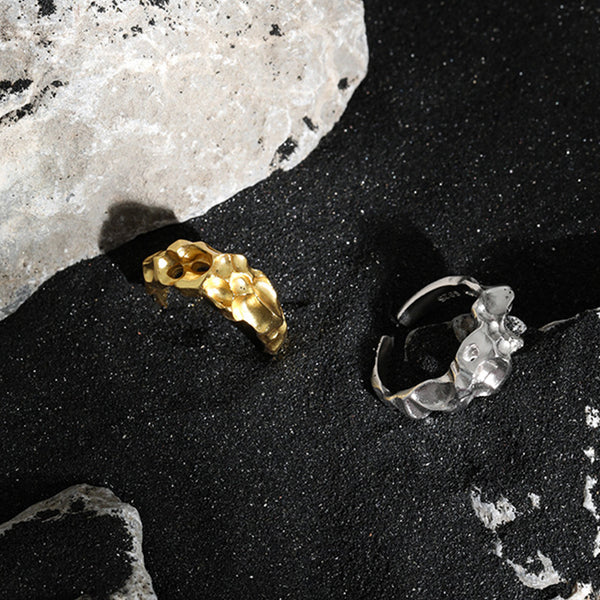 RHJ1097 925 Sterling Silver Fashionable Irregular Women Open Ring