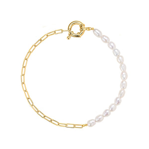 FS0261 925 Sterling Silver Freshwater Pearl Toggle Bracelet