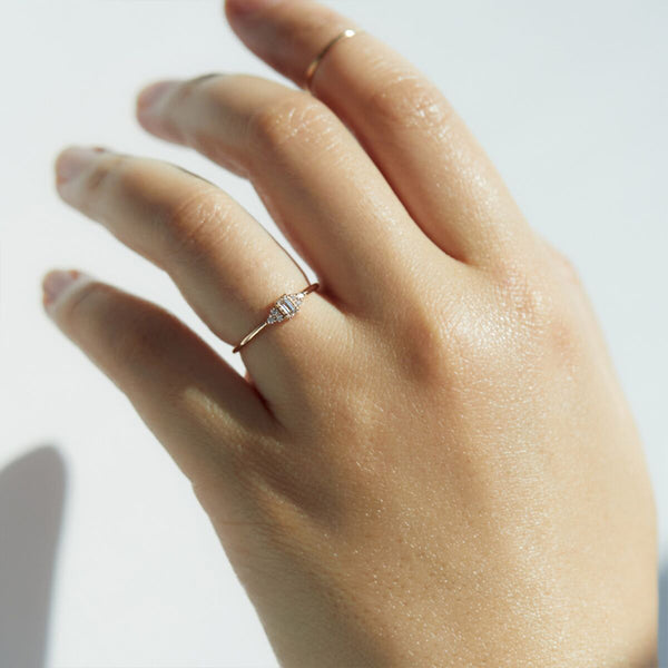 FJ0676 925 Sterling Silver Baguette Cubic Zircon Ring