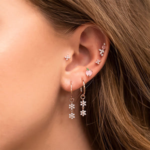 FE1565 925 Sterling Silver Flower Zircon Stud Earrings