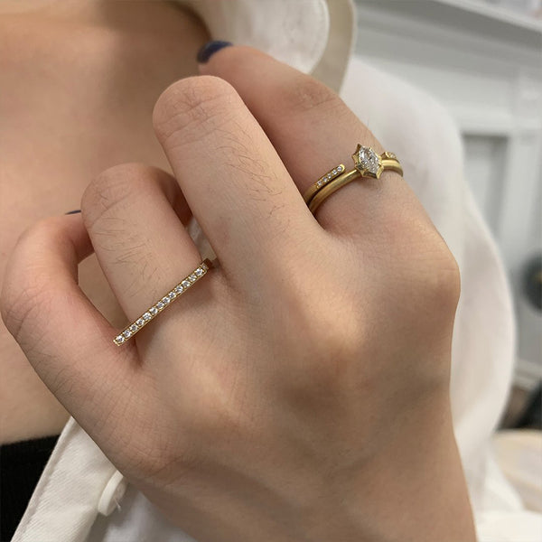 FJ0416 925 Sterling Silver Circle Zircon Band Ring