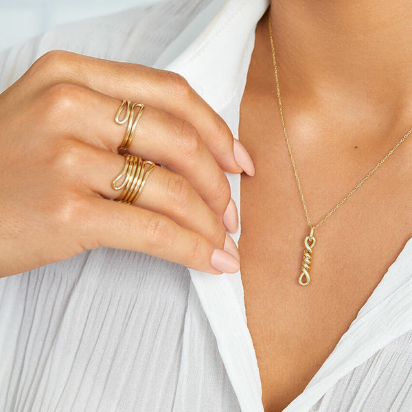 FJ0752 925 Sterling Silver Double Loop Slim Ring