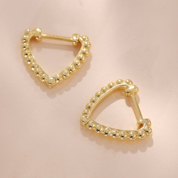 YHE0280 925 Sterling Silver Heart Bead Hoop Women Earring