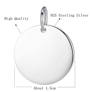 YD1564 S925 Silver Round Engrave Pendant