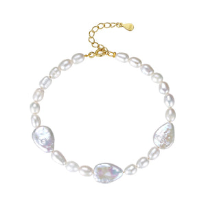 PB0044 925 Sterling Silver Waterdrop Freshwater Pearl Women Bracelets