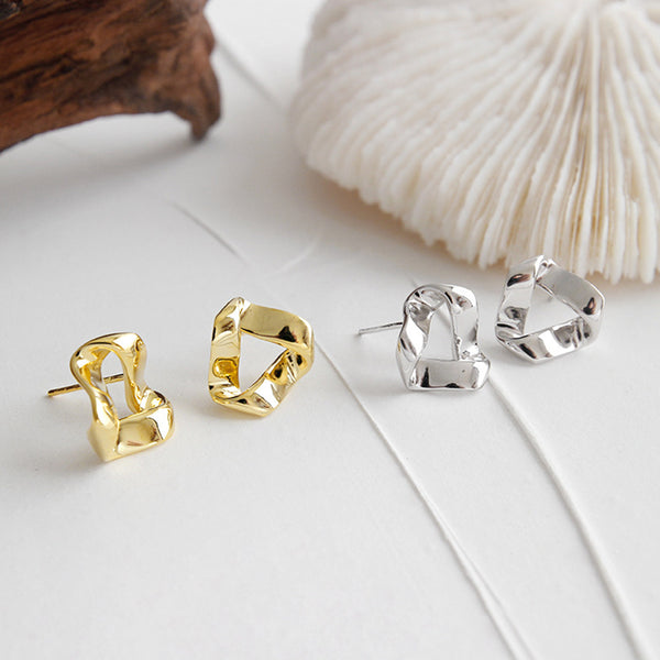 RHE1062 925 Sterling Silver Irregular Heart Women Stud Earring
