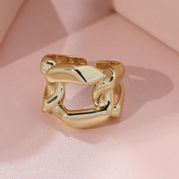 FJ0820 925 Sterling Silver Hollow Chunky Chain Link Women Ring