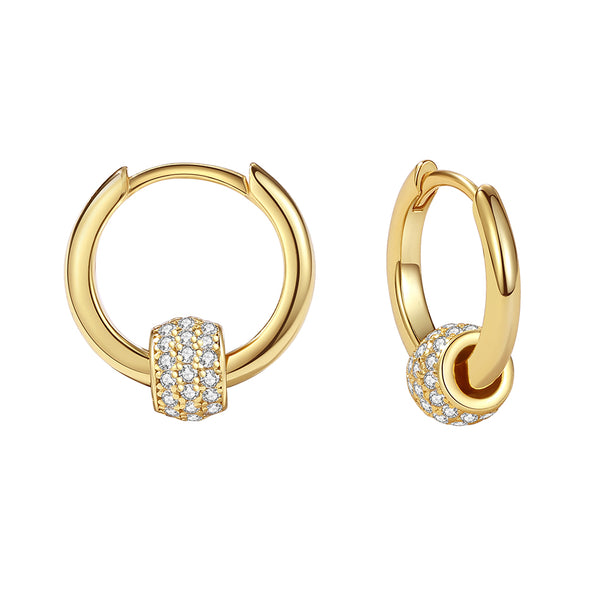 YHE0493 925 Sterling Silver Pave Cubic Zirconia Hoop Earring