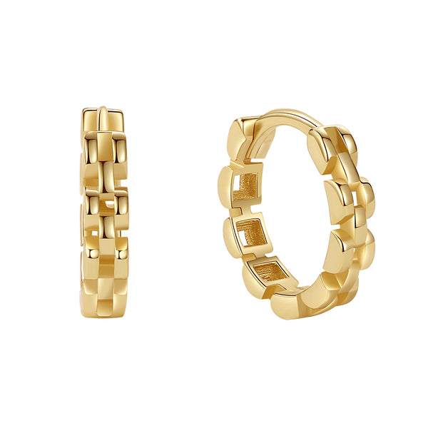 YHE0451 925 Sterling Silver Strap Chain C-shaped Open Circle Earring