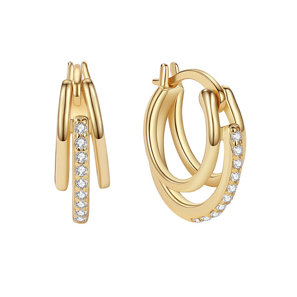 YHE0285 925 Sterling Silver Triple Band Hoop Earring