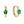 YHE0381 925 Sterling Silver Green Oval Stone Women Hoop Earring