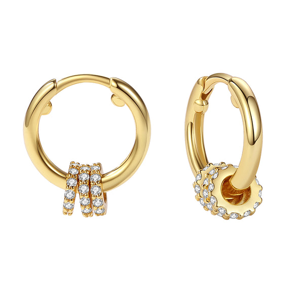 YHE0249 925 Sterling Silver Triple Circle Cubic Zirconia Earring