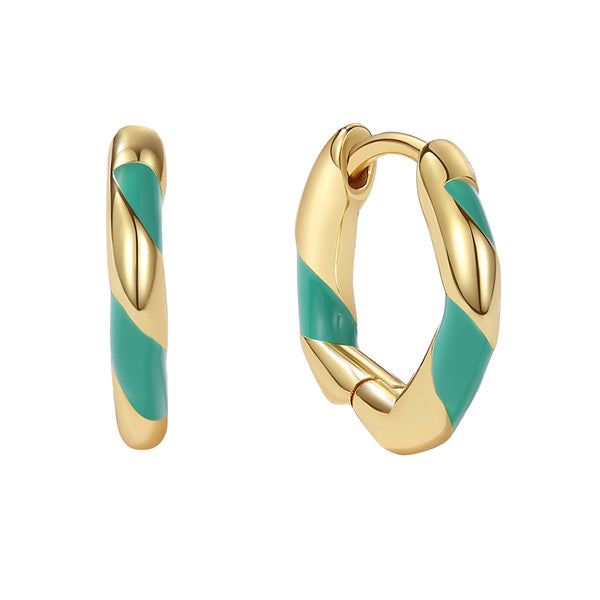 YHE0482 925 Sterling Silver Twist Enamel Hoop Earring
