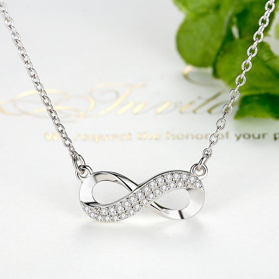 YX1101 925 Sterling Silver Infinity Love Long Chain Necklace